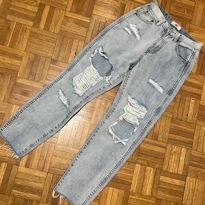 Ziggy ZGY Denim “Meet My Mum” high relaxed taper distressed denim jeans Size 25
